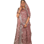 Brown Bamber Satin Aari Salma Work Poshak Set (Unstitched) | Pure Georgette Odhna | Jaipurio Ethnic Wear